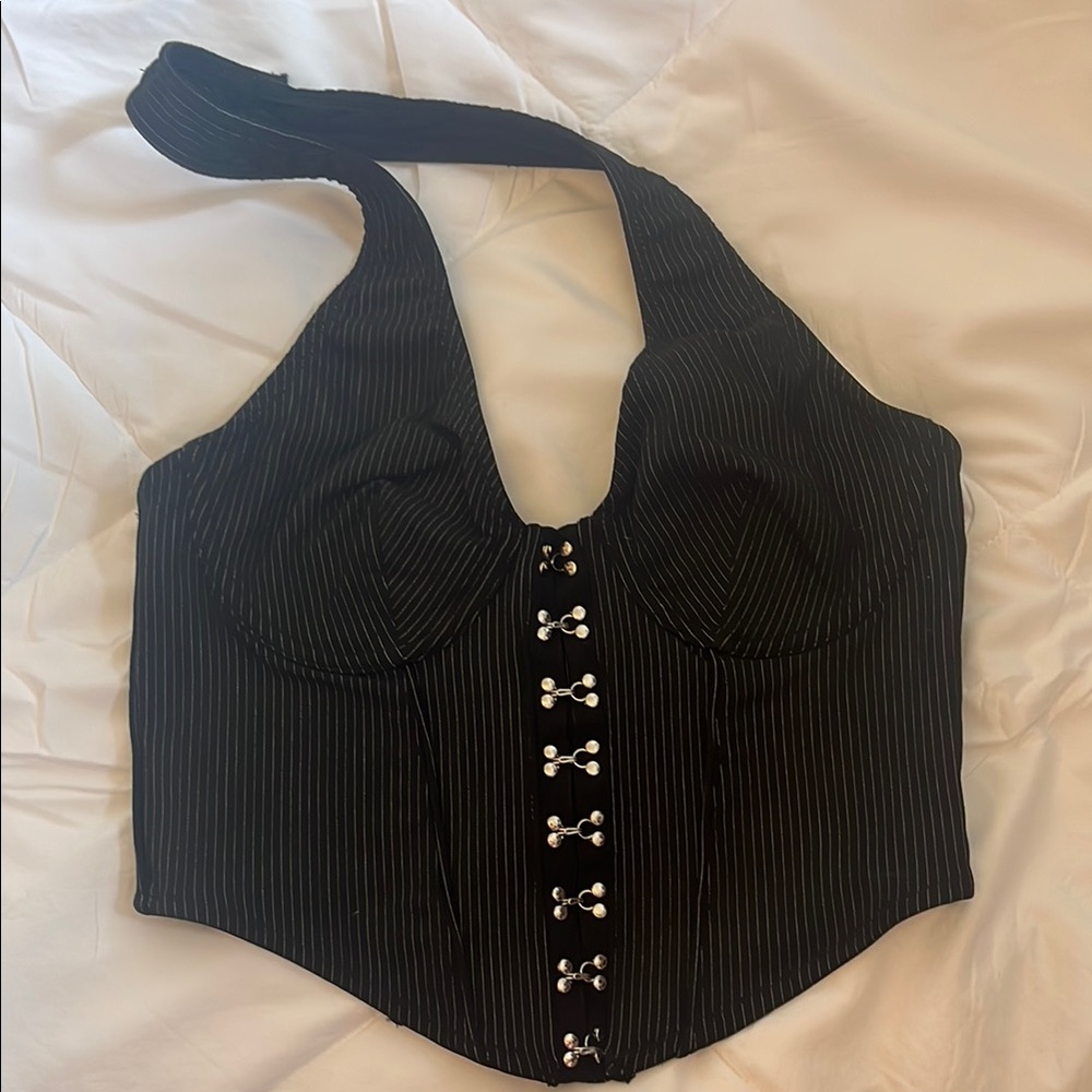 UO Black Striped Halter Corset